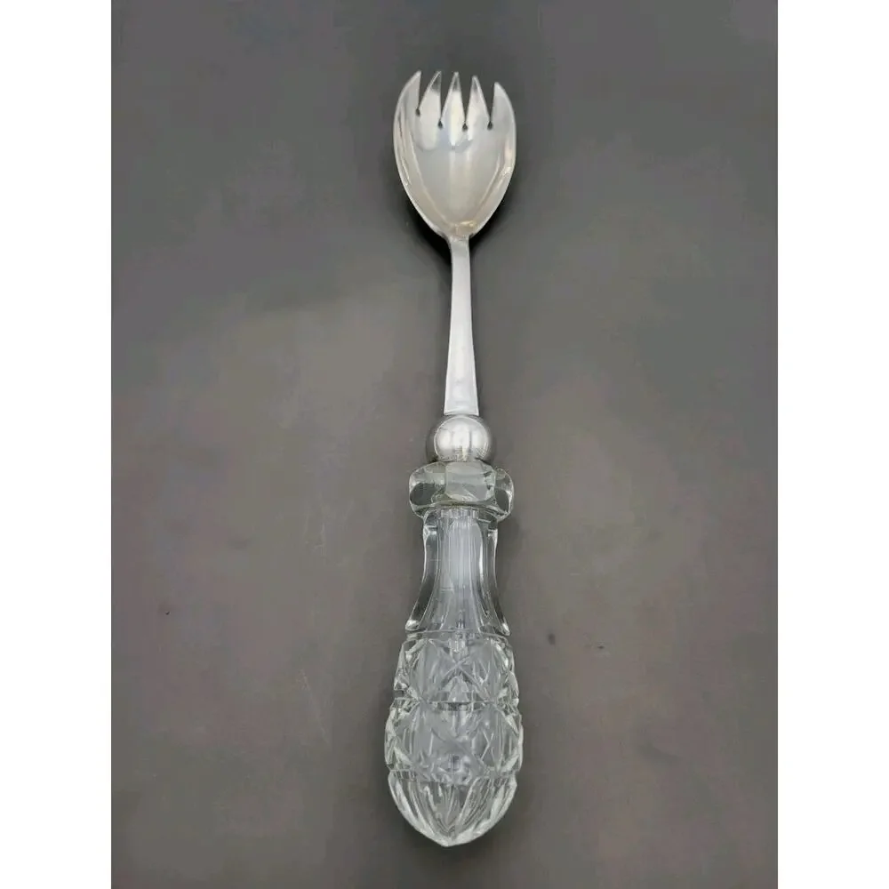 English Victorian 19th Century Silver Serving Spoon Crystal EPNS